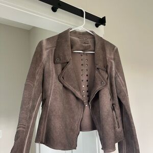 Women's Taupe Suede Moto Jacket